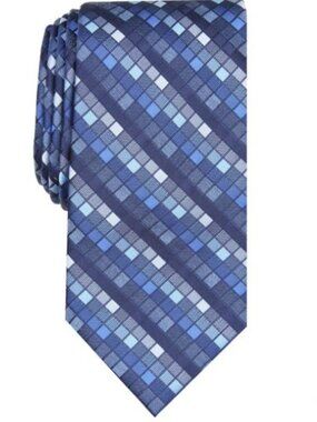 Perry Ellis Portfolio Mens Canehill Grid Tie Navy